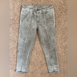 American Eagle Women’s Green Jeggings Crop Stretch Pants size 0